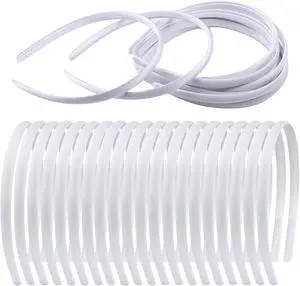 20 PCS White Satin Covered Headbands for Girls Women Christmas Plain DIY Craft Head bands Plastic Thin Headband for Women(White) 20 PCS White Satin Covered Headbands for Girls Women Christmas Plain DIY Craft Head bands Plastic Thin Headband for Women(White)