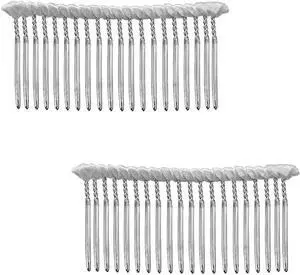 Long 20 Teeth Ribbon-wrapped Metal Comb 8cm x 4.5cm Perfect For Holding Any Long Wedding Veils In Place 2Pcs(White) Long 20 Teeth Ribbon-wrapped Metal Comb 8cm x 4.5cm Perfect For Holding Any Long Wedding Veils In Place 2Pcs(White)