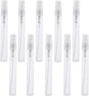 RIKWOG 10pcs Mini Spray Bottles, 5ml Plastic Refillable Empty Fine Mist Perfume Bottles Portable Sample Spray Containers for Travel Party Cosmetic Makeup Tool, Clear RIKWOG 10pcs Mini Spray Bottles, 5ml Plastic Refillable Empty Fine Mist Perfume Bottles Portable Sample Spray Containers for Travel Party Cosmetic Makeup Tool, Clear