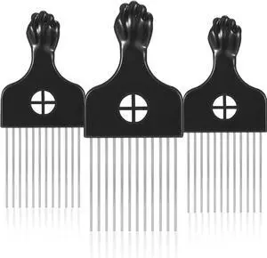 Boao 3 Packs Metal Hair Pick Afro Pick Comb Wig Braid Detangle Styling Lift Comb Tool for Women, Men Curly Hair Styling Boao 3 Packs Metal Hair Pick Afro Pick Comb Wig Braid Detangle Styling Lift Comb Tool for Women, Men Curly Hair Styling