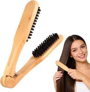 Wooden Hair Straightening Brush Comb, Double Sided Bristle Brush, Clamp Hair Straightenner for Smoothing and Straightening, Professional Hairdressing Anti-static Comb Wooden Hair Straightening Brush Comb, Double Sided Bristle Brush, Clamp Hair Straightenner for Smoothing and Straightening, Professional Hairdressing Anti-static Comb