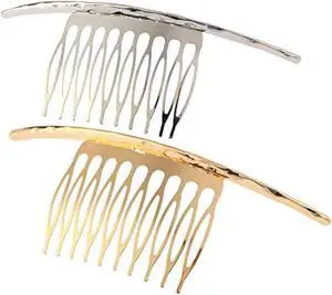 2Pcs French Twist 10 Teeths Comb Alloy Metal Bridal Wedding Hair Side Comb Headpiece Hair Jewellery Fashion Accessory for Women Girls, Gold and Silver 2Pcs French Twist 10 Teeths Comb Alloy Metal Bridal Wedding Hair Side Comb Headpiece Hair Jewellery Fashion Accessory for Women Girls, Gold and Silver