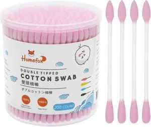 Pink Cotton Swabs Precision Pointed - 200 Count Pointy Organic Cotton Double Side Tightly Wrapped Cotton Tips Paper Stick Soft Gentle Lint-Free Cruelty-Free, Pointy & Round (Pink) Pink Cotton Swabs Precision Pointed - 200 Count Pointy Organic Cotton Double Side Tightly Wrapped Cotton Tips Paper Stick Soft Gentle Lint-Free Cruelty-Free, Pointy & Round (Pink)