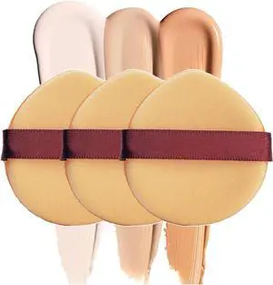 Leather-Surfaced Powder Puffs, 3PCS Teardrop Shape Soft Sponge 2.16x1.78 Inches Ideal for Liquid, Cream, and Cushion Foundations Leather-Surfaced Powder Puffs, 3PCS Teardrop Shape Soft Sponge 2.16x1.78 Inches Ideal for Liquid, Cream, and Cushion Foundations