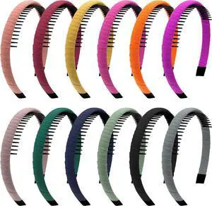 Duufin 12 Pcs Headbands with Teeth Non Slip Teeth Headbands for Girls Women | Fabric Wrapped Teeth Comb Hair Headbands Crafts DIY Colorful Hair Accessories Duufin 12 Pcs Headbands with Teeth Non Slip Teeth Headbands for Girls Women | Fabric Wrapped Teeth Comb Hair Headbands Crafts DIY Colorful Hair Accessories