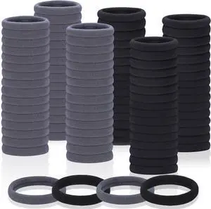150 Pcs Seamless Elastic Hair Ties No Damage for Thick & Thin Hair, Ponytail Holders, Elastics, Soft Pony Tails Bands for Women, Black & Gray 150 Pcs Seamless Elastic Hair Ties No Damage for Thick & Thin Hair, Ponytail Holders, Elastics, Soft Pony Tails Bands for Women, Black & Gray