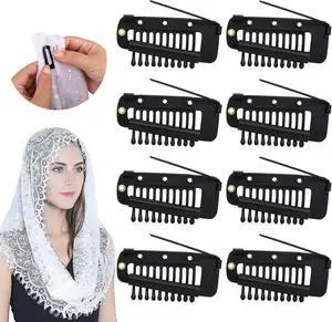 Vodolo Chunni Clips with Safety Pins,8 PCS Strong Chunni Grip Dupatta Setting Clips Indian for Woman Black Vodolo Chunni Clips with Safety Pins,8 PCS Strong Chunni Grip Dupatta Setting Clips Indian for Woman Black