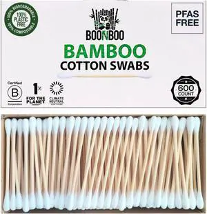 BOONBOO Organic Bamboo Cotton Swabs, PFAS-Free, 600 Count BOONBOO Organic Bamboo Cotton Swabs, PFAS-Free, 600 Count