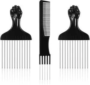 CHENGU 3 Pcs Hair Picks for Women, Metal Steel Teasing Lift Comb, Black | Stainless Steel Prong Design, Salon Volume Teasing Tool, Root Lift Backcombing, For Fine Thick Hair Styling and Texture CHENGU 3 Pcs Hair Picks for Women, Metal Steel Teasing Lift Comb, Black | Stainless Steel Prong Design, Salon Volume Teasing Tool, Root Lift Backcombing, For Fine Thick Hair Styling and Texture