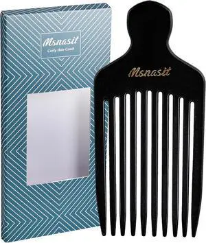 Afro Hair Pick Comb for Curly Hair, Wide Long Tooth Beard Pick Tool | Volume & Styling Detangling Comb For Men and Women Afro Hair Pick Comb for Curly Hair, Wide Long Tooth Beard Pick Tool | Volume & Styling Detangling Comb For Men and Women