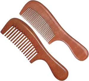 2 Pcs Sandalwood Hair Comb Set Wide and Fine Tooth Wooden Comb for Women Men, Anti-static Detangling Wood Comb for Curly Fine Frizzy Wet Dry Hair 2 Pcs Sandalwood Hair Comb Set Wide and Fine Tooth Wooden Comb for Women Men, Anti-static Detangling Wood Comb for Curly Fine Frizzy Wet Dry Hair
