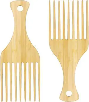 2-Piece Bamboo Comb Set for Afro Hair: Natural Anti-Static Picks for Curly, Thick Hair, Ideal for Men and Women, Eco-Friendly Styling and Detangling Solution 2-Piece Bamboo Comb Set for Afro Hair: Natural Anti-Static Picks for Curly, Thick Hair, Ideal for Men and Women, Eco-Friendly Styling and Detangling Solution