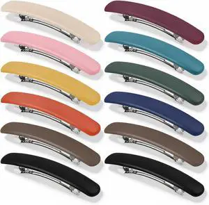 12 Pcs 3.5-In Barrettes Flat Hair Clips for Women Girls French Accessories | 12 Matte Solid Colors, Hair Pins for Styling Long Short Fine Thin Thick Half-up Hair, Holiday Birthday Gifts 12 Pcs 3.5-In Barrettes Flat Hair Clips for Women Girls French Accessories | 12 Matte Solid Colors, Hair Pins for Styling Long Short Fine Thin Thick Half-up Hair, Holiday Birthday Gifts