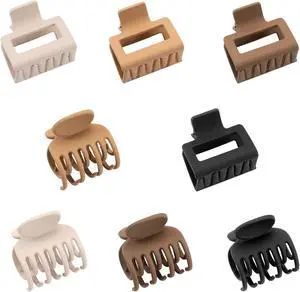 DEPOKA Matte Hair Clips for Women Girls - 2" Rectangle & 1.6" Double Row Teeth Small Jaw Clips, Non-Slip Design for Thin/Fine Hair (White, Khaki, Brown, Black) DEPOKA Matte Hair Clips for Women Girls - 2" Rectangle & 1.6" Double Row Teeth Small Jaw Clips, Non-Slip Design for Thin/Fine Hair (White, Khaki, Brown, Black)