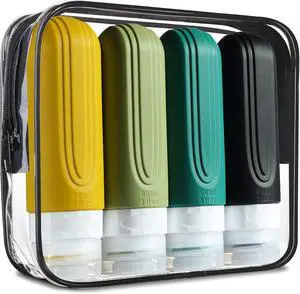 Mrsdry Travel Bottles for Toiletries, Tsa Approved 3oz Travel Size Containers BPA Free Leak Proof Refillable Liquid Silicone Squeezable Travel Accessories for Shampoo Conditioner Lotion (4 Pack) Mrsdry Travel Bottles for Toiletries, Tsa Approved 3oz Travel Size Containers BPA Free Leak Proof Refillable Liquid Silicone Squeezable Travel Accessories for Shampoo Conditioner Lotion (4 Pack)