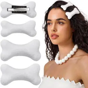 YGDZ 4PCS Bone Hair Clips, White Dog Hair Pins for Halloween Costume, Emo Hair Clips, Bone Clips for Hair, Cutecore Accessories for Women Girls YGDZ 4PCS Bone Hair Clips, White Dog Hair Pins for Halloween Costume, Emo Hair Clips, Bone Clips for Hair, Cutecore Accessories for Women Girls