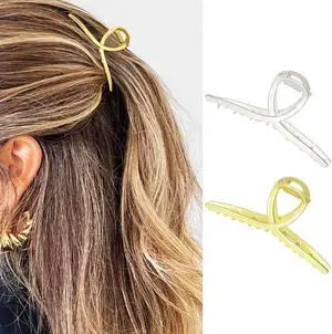 CAKURE Metal Hair Clips Gold Claw Clip Small Hair Clips for Thin Hair Hair Accessories for Women and Girls (Pack of 2) CAKURE Metal Hair Clips Gold Claw Clip Small Hair Clips for Thin Hair Hair Accessories for Women and Girls (Pack of 2)