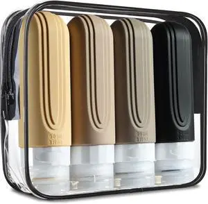 Mrsdry Travel Bottles for Toiletries, Tsa Approved 3oz Travel Size Containers BPA Free Leak Proof Refillable Liquid Silicone Squeezable Travel Accessories for Shampoo Conditioner Lotion (4 Pack) Mrsdry Travel Bottles for Toiletries, Tsa Approved 3oz Travel Size Containers BPA Free Leak Proof Refillable Liquid Silicone Squeezable Travel Accessories for Shampoo Conditioner Lotion (4 Pack)