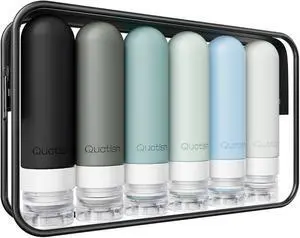 Quatish Travel Bottles for Toiletries 6 Pack, Original Patented Leakproof 3 oz Tsa Approved Travel Size Containers, BPA Free Silicone Shampoo and Conditioner Bottles, Cruise Camping Essentials, Black Quatish Travel Bottles for Toiletries 6 Pack, Original Patented Leakproof 3 oz Tsa Approved Travel Size Containers, BPA Free Silicone Shampoo and Conditioner Bottles, Cruise Camping Essentials, Black