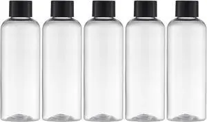 Tekson Travel Bottles for Toiletries, 3.4oz Mouthwash Container, Screw Top | 5 Pack, small size plastic bottles empty, for liquids & shampoo, with black twist cap, TSA, leak-proof, clear, 100ml Tekson Travel Bottles for Toiletries, 3.4oz Mouthwash Container, Screw Top | 5 Pack, small size plastic bottles empty, for liquids & shampoo, with black twist cap, TSA, leak-proof, clear, 100ml