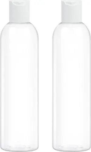 2-Pack 8 oz Plastic Shampoo Squeeze Bottles with Disc Caps, Clear | Leak Proof, Refillable, Empty Travel Containers for Handmade Toiletries, Conditioner, Lotions, Liquid Gels, White Tops 2-Pack 8 oz Plastic Shampoo Squeeze Bottles with Disc Caps, Clear | Leak Proof, Refillable, Empty Travel Containers for Handmade Toiletries, Conditioner, Lotions, Liquid Gels, White Tops