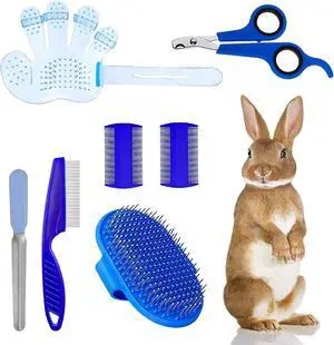 7-Piece Small Pet Grooming Kit with Brush, Nail Clippers, and Adjustable Strap for Rabbits, Hamsters, Guinea Pigs (Blue) 7-Piece Small Pet Grooming Kit with Brush, Nail Clippers, and Adjustable Strap for Rabbits, Hamsters, Guinea Pigs (Blue)
