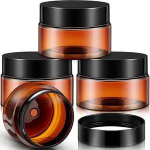 Patelai 4 Pcs Plastic Jars Wide Mouth with Lids,1 Ounce,Amber | Travel Size for Creams Oils, Clear Round Storage Cosmetics Containers, Leak Proof Screw on Lids for Makeup Beauty DIY Patelai 4 Pcs Plastic Jars Wide Mouth with Lids,1 Ounce,Amber | Travel Size for Creams Oils, Clear Round Storage Cosmetics Containers, Leak Proof Screw on Lids for Makeup Beauty DIY