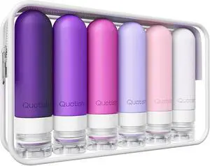 Quatish Travel Bottles for Toiletries 6 Pack, Original Patented Leakproof 3 oz Tsa Approved Travel Size Containers, BPA Free Silicone Shampoo and Conditioner Bottles, Cruise Camping Essentials, Purple Quatish Travel Bottles for Toiletries 6 Pack, Original Patented Leakproof 3 oz Tsa Approved Travel Size Containers, BPA Free Silicone Shampoo and Conditioner Bottles, Cruise Camping Essentials, Purple