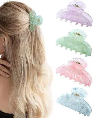 ACECHA 4 pack Cute Medium Claw Clips for Thin Fine Hair, Non-Slip | 3.1" acrylic claw clip bulk, sparkly colorful summer spring fall hair accessories, ideal for daily party, blue green purple ACECHA 4 pack Cute Medium Claw Clips for Thin Fine Hair, Non-Slip | 3.1" acrylic claw clip bulk, sparkly colorful summer spring fall hair accessories, ideal for daily party, blue green purple
