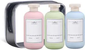 ASEVAT Plastic Leak Proof Travel Bottles for Toiletries, TSA Approved Travel Size Containers, Squeeze Bottles Refillable for Shampoo, Lotion & Body Wash (Blue+Pink+Green, 6.7 oz) ASEVAT Plastic Leak Proof Travel Bottles for Toiletries, TSA Approved Travel Size Containers, Squeeze Bottles Refillable for Shampoo, Lotion & Body Wash (Blue+Pink+Green, 6.7 oz)