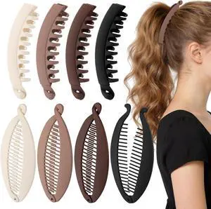 ProSuites 8PCS Banana Hair Clips for Women, 2 Styles Cute and Stylish French Hair Claw Clips Ponytail Holder Hair Accessories for Thin/Thick Hair, All Day Hold ProSuites 8PCS Banana Hair Clips for Women, 2 Styles Cute and Stylish French Hair Claw Clips Ponytail Holder Hair Accessories for Thin/Thick Hair, All Day Hold