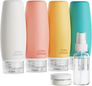 PACKISM 6 Pack TSA Approved Travel Bottles Set - 3.4 oz Silicone Containers | Leak Proof, BPA-Free, Refillable for Shampoo Lotion Body Wash, Squeeze Control & Wide Fill Opening for Flights Gym Hotel PACKISM 6 Pack TSA Approved Travel Bottles Set - 3.4 oz Silicone Containers | Leak Proof, BPA-Free, Refillable for Shampoo Lotion Body Wash, Squeeze Control & Wide Fill Opening for Flights Gym Hotel