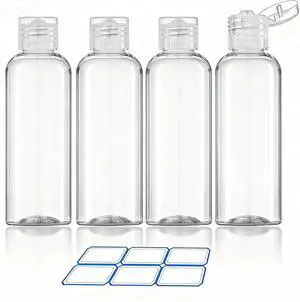 DTDNZKN 4 Pack 3.4 Oz (100ml) TSA Approved Travel Bottles for Toiletries | Leak Proof Plastic Travel Essentials Accessories with Labels DTDNZKN 4 Pack 3.4 Oz (100ml) TSA Approved Travel Bottles for Toiletries | Leak Proof Plastic Travel Essentials Accessories with Labels