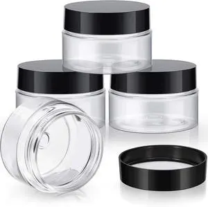Patelai 4 Pcs Plastic Jars Wide Mouth with Lids,1 Ounce,Black | Travel Size for Creams Oils, Clear Round Storage Cosmetics Containers, Leak Proof Screw on Lids for Makeup Beauty DIY Patelai 4 Pcs Plastic Jars Wide Mouth with Lids,1 Ounce,Black | Travel Size for Creams Oils, Clear Round Storage Cosmetics Containers, Leak Proof Screw on Lids for Makeup Beauty DIY