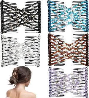 5 Pieces Magic Hair Comb Stretchy Double Comb Elastic Beaded Hair Clips for Women Girls Vintage Hairstyle Multipurpose Hair Accessories 5 Pieces Magic Hair Comb Stretchy Double Comb Elastic Beaded Hair Clips for Women Girls Vintage Hairstyle Multipurpose Hair Accessories