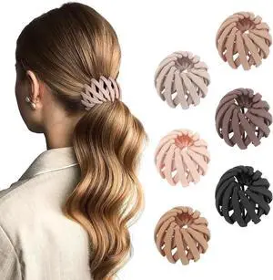 AWAYTR 6Pcs Small Bird Nest Magic Hair Clips Hair Nest for Bun Ponytail | Secure expandable grip for women, girls, gym & daily styling. AWAYTR 6Pcs Small Bird Nest Magic Hair Clips Hair Nest for Bun Ponytail | Secure expandable grip for women, girls, gym & daily styling.