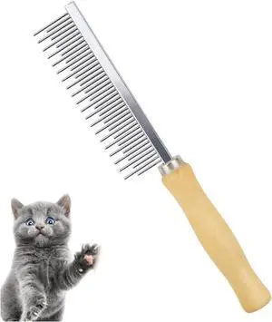 Dog Cat Grooming Comb with Wooden Handle Stainless Steel Teeth, Pet Grooming Supplies Accessories for Hairy Pets (Dual Teeth) Dog Cat Grooming Comb with Wooden Handle Stainless Steel Teeth, Pet Grooming Supplies Accessories for Hairy Pets (Dual Teeth)