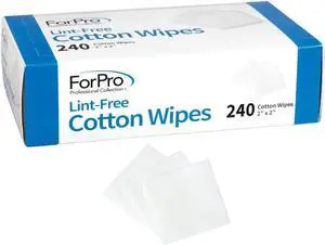 ForPro Professional Collection Lint-Free Cotton Wipes, 100% Pure Cotton Gauze, 2" x 2", White, 240-Count ForPro Professional Collection Lint-Free Cotton Wipes, 100% Pure Cotton Gauze, 2" x 2", White, 240-Count