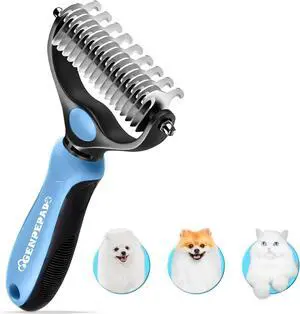 Undercoat Rake for Dogs & Cats, Dematting Comb with Extra Wide Double-Sided Stainless Steel Teeth for Detangling, Deshedding, Brushing, Thinning & Removing Shed Fur, Knots, Mats, and Tangles in Pets Undercoat Rake for Dogs & Cats, Dematting Comb with Extra Wide Double-Sided Stainless Steel Teeth for Detangling, Deshedding, Brushing, Thinning & Removing Shed Fur, Knots, Mats, and Tangles in Pets