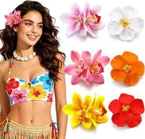 6 Pcs Hawaiian Flower Hair Clips for Women, Large Artificial Tropical Hibiscus Hair Clips Orchid Flower Clips Hawaiian Hair Accessories for Vacation Beach Party Wedding 6 Pcs Hawaiian Flower Hair Clips for Women, Large Artificial Tropical Hibiscus Hair Clips Orchid Flower Clips Hawaiian Hair Accessories for Vacation Beach Party Wedding