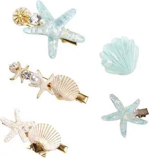 Shell Pearl Starfish Hair Clip Set Princess Hair Clips for Women Girls | Alligator Hair Clips, Ladies and Girls Headwear Styling Tools Hair Accessories Shell Pearl Starfish Hair Clip Set Princess Hair Clips for Women Girls | Alligator Hair Clips, Ladies and Girls Headwear Styling Tools Hair Accessories