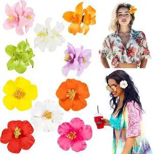 10 Pcs Hawaiian Flower Hair Clips for Women, Plumeria Hibiscus Hair Clips, 3.5 Inch Artificial Flower Clips for Vacation Party Beach Seaside 10 Pcs Hawaiian Flower Hair Clips for Women, Plumeria Hibiscus Hair Clips, 3.5 Inch Artificial Flower Clips for Vacation Party Beach Seaside