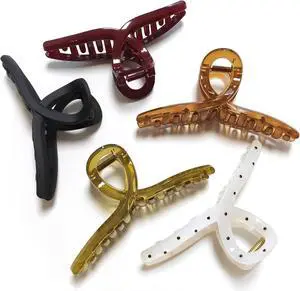 5 Inch Extra Large Claw Clips, 13 cm No Slip Jelly Jumbo No Slip XL Hair Clips for Thick Long Curly Hair, Big Hair Claw Clips, 5 Pack 5 Inch Extra Large Claw Clips, 13 cm No Slip Jelly Jumbo No Slip XL Hair Clips for Thick Long Curly Hair, Big Hair Claw Clips, 5 Pack