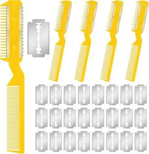 Yinkin 5 Pieces Razor Comb for Dogs Hair Grooming Trimmer for Pet Razor Comb with 25 Extra Blades Manual Dog Hair Trimmer Double Edge for Cats Hair Cutting Tool(Yellow) Yinkin 5 Pieces Razor Comb for Dogs Hair Grooming Trimmer for Pet Razor Comb with 25 Extra Blades Manual Dog Hair Trimmer Double Edge for Cats Hair Cutting Tool(Yellow)