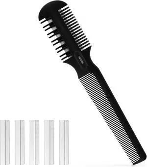Hair Cutting Comb - Double Edge Razor for Thin and Thick Hair Trimming and Styling with 5 PCS Spare Blades Hair Cutting Comb - Double Edge Razor for Thin and Thick Hair Trimming and Styling with 5 PCS Spare Blades
