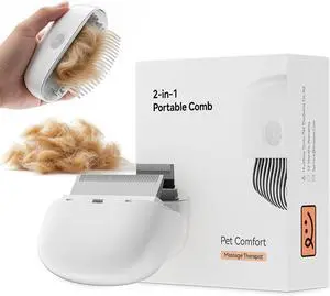 2-in-1 Cat Comb - Soft Pet Brush for Grooming, Metal Flea Comb for Hair Removal & Detangling Mats, Portable Comfortable Tool for Indoor Long & Short Haired Pets 2-in-1 Cat Comb - Soft Pet Brush for Grooming, Metal Flea Comb for Hair Removal & Detangling Mats, Portable Comfortable Tool for Indoor Long & Short Haired Pets