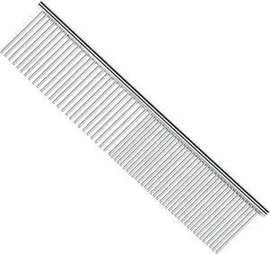 PETTOM Pet Steel Grooming Tool Poodle Finishing Butter Comb 7 1/2-inch L Silver Dog Combs with Rounded Ends Stainless Steel Teeth, Cat Comb for Removing Tangles and Knots PETTOM Pet Steel Grooming Tool Poodle Finishing Butter Comb 7 1/2-inch L Silver Dog Combs with Rounded Ends Stainless Steel Teeth, Cat Comb for Removing Tangles and Knots