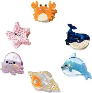 6PCS Cute Small Hair Claw Clips for Women Sea Animals Fish | Fun Hair Clips, Mini Ocean Style, Hair Accessories, Suit for Thick Thin Hair, Sturdy Grip, White Elephant Gifts 6PCS Cute Small Hair Claw Clips for Women Sea Animals Fish | Fun Hair Clips, Mini Ocean Style, Hair Accessories, Suit for Thick Thin Hair, Sturdy Grip, White Elephant Gifts