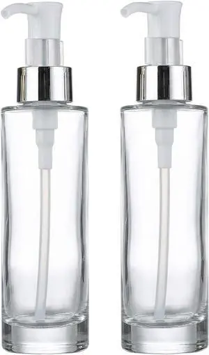 2Pcs 120ml/4oz Transparent Glass Lotion Bottles with Pump Top Empty Refillable Liquid Soap Dispense Press Bottle Toiletries Containers for Essential Oils Shampoo Gel 2Pcs 120ml/4oz Transparent Glass Lotion Bottles with Pump Top Empty Refillable Liquid Soap Dispense Press Bottle Toiletries Containers for Essential Oils Shampoo Gel