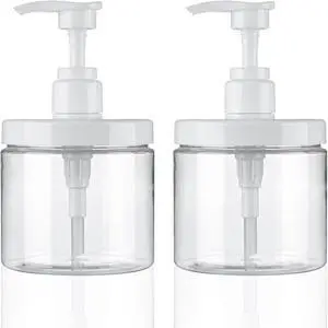 Cosywell Pump Bottle Dispenser Plastic 500ml Refillable Bottles | Wide Mouth Jar Style with Pump, Empty Bathroom Shower Containers, for Lotion, Shampoo, Conditioner, 2Clear Cosywell Pump Bottle Dispenser Plastic 500ml Refillable Bottles | Wide Mouth Jar Style with Pump, Empty Bathroom Shower Containers, for Lotion, Shampoo, Conditioner, 2Clear